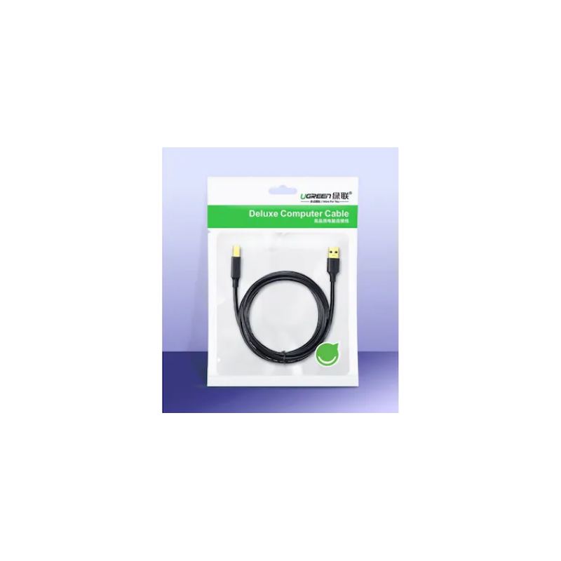 CABLU USB Ugreen pt. imprimanta, "US135" USB 2.0 (T) la USB 2.0 Type-B (T), 2m, conectori auriti, negru, "20847" (timbru verde 0