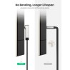 CABLU audio Ugreen, "AV119" stereo (3.5 mm jack T/T), conectori auriti, design slim, unghi 90 grade la un capat, 1m, negru "1059