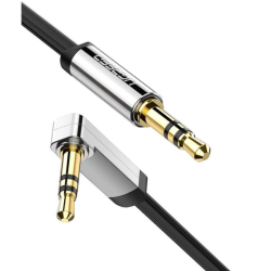 CABLU audio Ugreen, "AV119" stereo (3.5 mm jack T/T), conectori auriti, design slim, unghi 90 grade la un capat, 2m, negru "1059