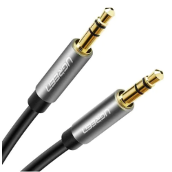 CABLU audio Ugreen, "AV119" stereo (3.5 mm jack T/T), conectori auriti, 1m, negru "10733" (timbru verde 0.18 lei) - 695730381733