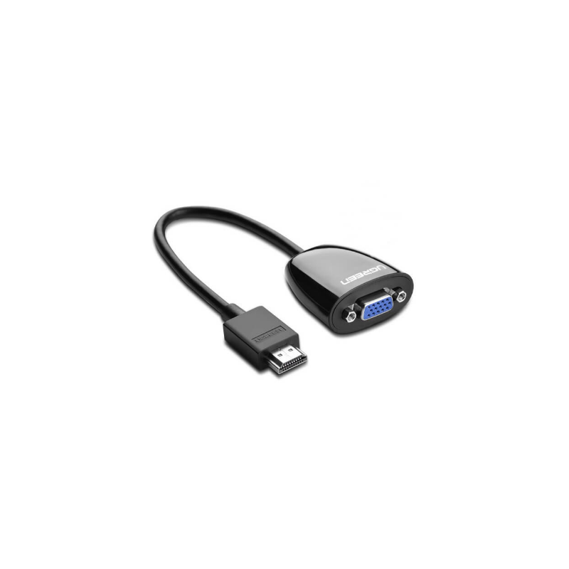CABLU video Ugreen, "MM105" HDMI (T) la 1 x VGA (M) 1920x1080 la 60Hz fara sunet, lungime 0.15m, negru "40253" (timbru verde 0.0