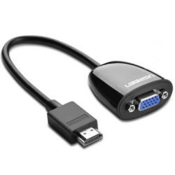 CABLU video Ugreen, "MM105" HDMI (T) la 1 x VGA (M) 1920x1080 la 60Hz fara sunet, lungime 0.15m, negru "40253" (timbru verde 0.0