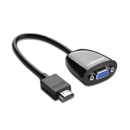 CABLU video Ugreen, "MM105" HDMI (T) la 1 x VGA (M) 1920x1080 la 60Hz fara sunet, lungime 0.15m, negru "40253" (timbru verde 0.0