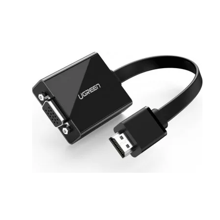 CABLU video Ugreen, "MM103" HDMI (T) la 1 x VGA (M) 1920x1080 la 60Hz cu sunet prin jack 3.5", lungime 0.15m, negru "40248" (tim