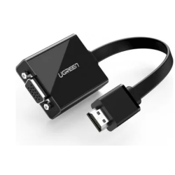 CABLU video Ugreen, "MM103" HDMI (T) la 1 x VGA (M) 1920x1080 la 60Hz cu sunet prin jack 3.5", lungime 0.15m, negru "40248" (tim