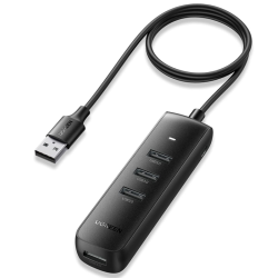 HUB extern Ugreen, "CM416" porturi USB: USB 3.0 x 4, conectare prin USB 3.0, lungime 1 m, negru, "80657" (timbru verde 0.8 lei) 