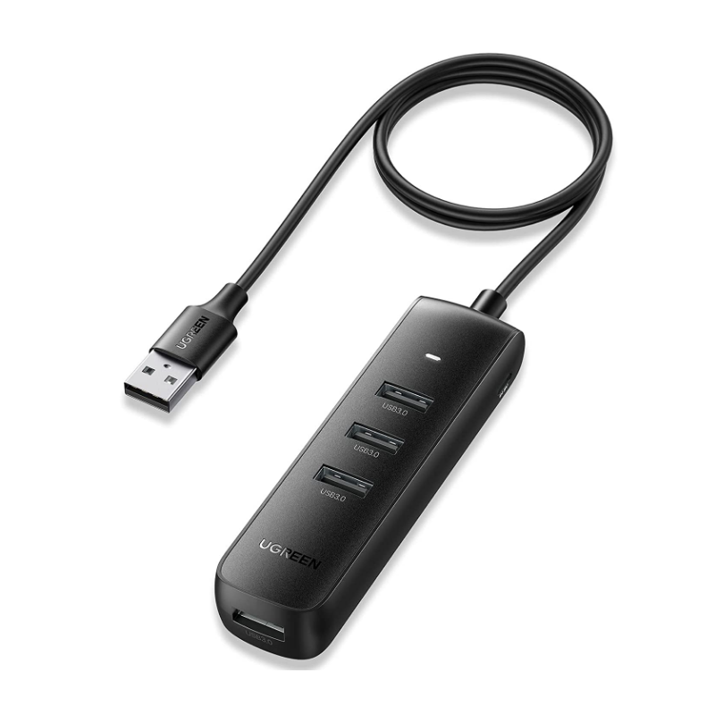 HUB extern Ugreen, "CM416" porturi USB: USB 3.0 x 4, conectare prin USB 3.0, lungime 1 m, negru, "80657" (timbru verde 0.8 lei) 