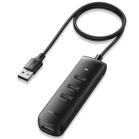 HUB extern Ugreen, "CM416" porturi USB: USB 3.0 x 4, conectare prin USB 3.0, lungime 1 m, negru, "80657" (timbru verde 0.8 lei) 