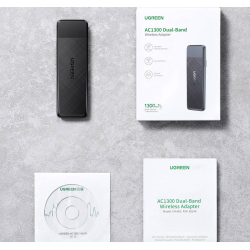 ADAPTOR RETEA Ugreen, "CM492" extern wireless dual band 2.4 / 5 GHz, USB 3.0, port, 1300 Mbps "50340" (timbru verde 0.18 lei)  -