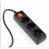 PRELUNGITOR GEMBIRD, Schuko x 3, conectare prin IEC C14 (T), cablu 0.6 m, 10 A, protectie copii, negru, "EG-PSU3-01" (timbru ver