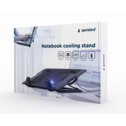 STAND GEMBIRD notebook 17", sita metal, fan 15cm cu led light, 1500rpm, 20cfm, ajustare inaltime 5 trepte, black, "NBS-1F17T-01"