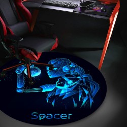 Covor pentru scaun gaming SPACER, protectie parchet, cauciuc si material textil, 1200 x 3mm, rotund, CYBORG 46501473 "SPFP-CYBOR