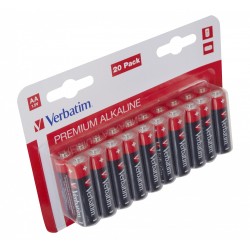 BATERIE VERBATIM  AA (R6), 1.5V alcalina, 20 buc., "49877" (timbru verde 0.8 lei)