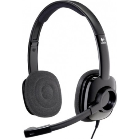 CASTI Logitech, "H151", cu fir, standard, utilizare multimedia, call center, microfon pe brat, conectare prin Jack 3.5 mm, negru