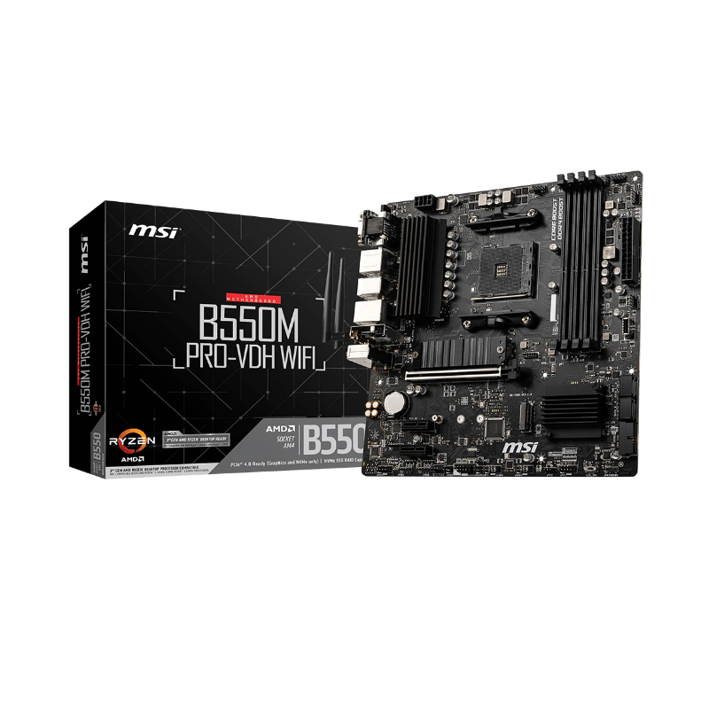 PLACA de BAZA MSI "B550M PRO-VDH WIFI", skt AM4, mATX, AMD B550, 4 x DDR4, max. 128 GB, 4 x SATA, 2 x M.2, 7.1, "B550M PRO-VDH W