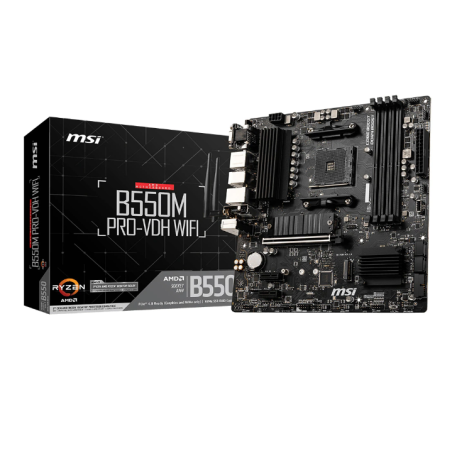 PLACA de BAZA MSI "B550M PRO-VDH WIFI", skt AM4, mATX, AMD B550, 4 x DDR4, max. 128 GB, 4 x SATA, 2 x M.2, 7.1, "B550M PRO-VDH W