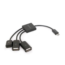 CABLU adaptor OTG GEMBIRD, pt. smartphone,Micro-USB 2.0(T) la Micro-USB 2.0(M)+USB 2.0(M) x 2, 13cm,conectarea telef. la o tasta