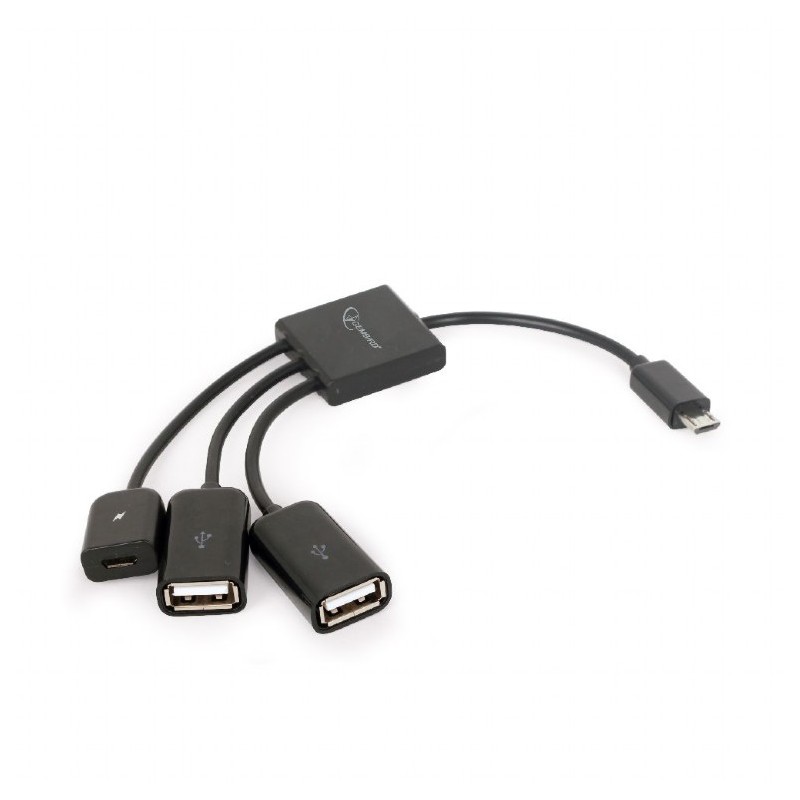 CABLU adaptor OTG GEMBIRD, pt. smartphone,Micro-USB 2.0(T) la Micro-USB 2.0(M)+USB 2.0(M) x 2, 13cm,conectarea telef. la o tasta