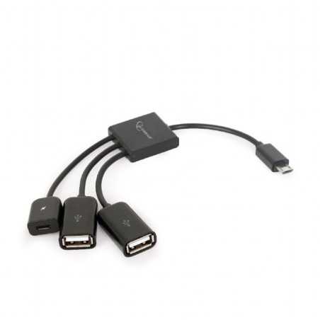 CABLU adaptor OTG GEMBIRD, pt. smartphone,Micro-USB 2.0(T) la Micro-USB 2.0(M)+USB 2.0(M) x 2, 13cm,conectarea telef. la o tasta