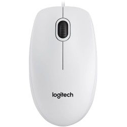 MOUSE LOGITECH, "B100", PC sau NB, cu fir, USB, optic, 800 dpi, butoane/scroll 3/1, , alb, "910-003360" (timbru verde 0.18 lei)