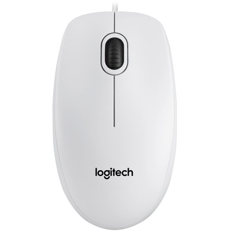 MOUSE LOGITECH, "B100", PC sau NB, cu fir, USB, optic, 800 dpi, butoane/scroll 3/1, , alb, "910-003360" (timbru verde 0.18 lei)