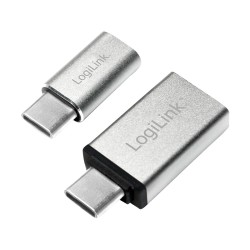 ADAPTOR LOGILINK, pt. smartphone, USB 3.1 Type-C (T) la Micro-USB 2.0 (M) sau USB 3.0 (M), argintiu, "AU0040" (timbru verde 0.08