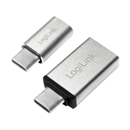 ADAPTOR LOGILINK, pt. smartphone, USB 3.1 Type-C (T) la Micro-USB 2.0 (M) sau USB 3.0 (M), argintiu, "AU0040" (timbru verde 0.08