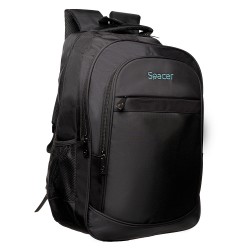 RUCSAC SPACER CHICAGO BLACK, pt. notebook de max. 17", 3 compartimente, buzunar frontal, buzunar lateral x 2,2 manere, waterproo