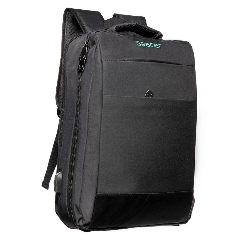 RUCSAC SPACER NEW YORK BLACK, pt. notebook de max. 17", 2 Compartiment Laptop, Compartiment Calatorie, buzunar frontal, comparti