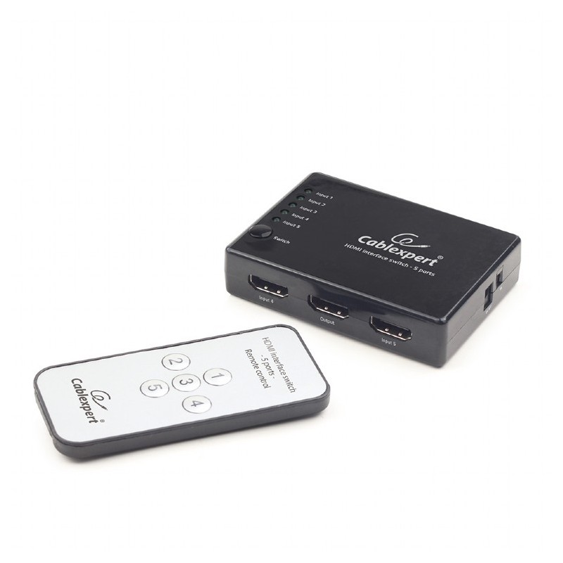 SWITCH video GEMBIRD, switch 5 device la 1 Monitor, conector 1: HDMI (M) x 5; conector 2: HDMI (M), "DSW-HDMI-53" (timbru verde 