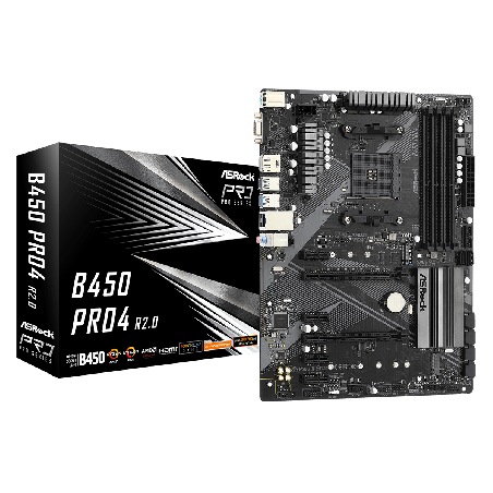 PLACA de BAZA Asrock "B450 PRO4 R2.0", skt AM4, ATX, AMD B450, 4 x DDR4, max. 128 GB, 6 x SATA, 2 x M.2, 7.1, "B450 PRO4 R2.0"