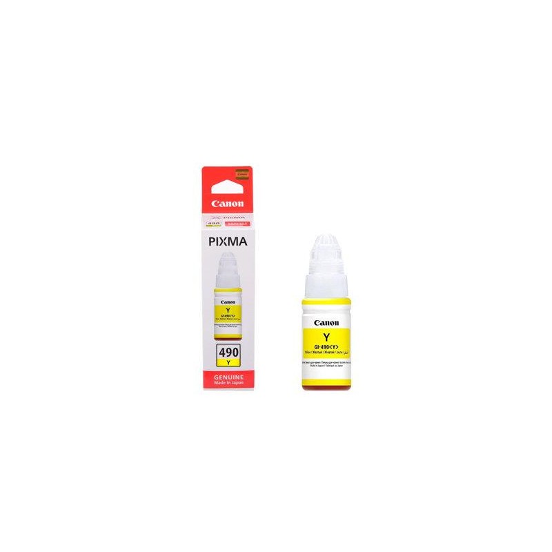 Cartus Cerneala Original Canon Yellow, GI-490Y, pentru G1400|G2400|G3400, 70ml, (timbru verde 0.15 lei), "BS0666C001AA"