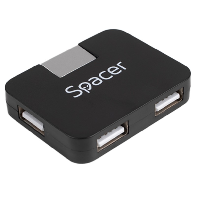 HUB extern SPACER, porturi USB: USB 2.0 x 4, conectare prin USB 2.0, cablu 1m, negru, "SPH-316" (timbru verde 0.8 lei)