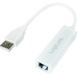 CABLU USB LOGILINK adaptor, USB 2.0 (T) la RJ45 (M), 10cm, 10/100 Mbit/s, alb, "UA0144B" (timbru verde 0.08 lei)