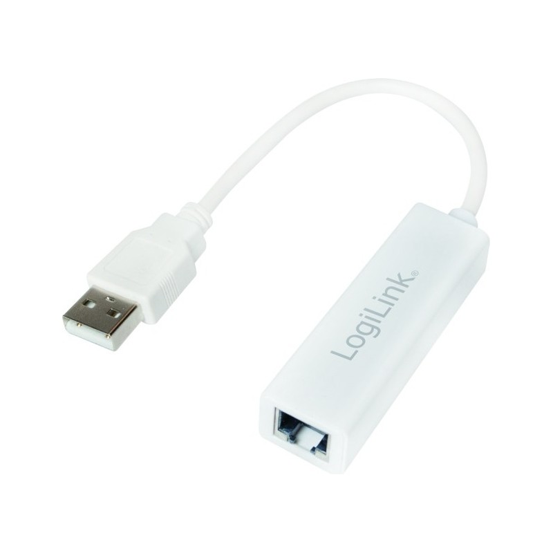 CABLU USB LOGILINK adaptor, USB 2.0 (T) la RJ45 (M), 10cm, 10/100 Mbit/s, alb, "UA0144B" (timbru verde 0.08 lei)