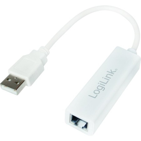 CABLU USB LOGILINK adaptor, USB 2.0 (T) la RJ45 (M), 10cm, 10/100 Mbit/s, alb, "UA0144B" (timbru verde 0.08 lei)