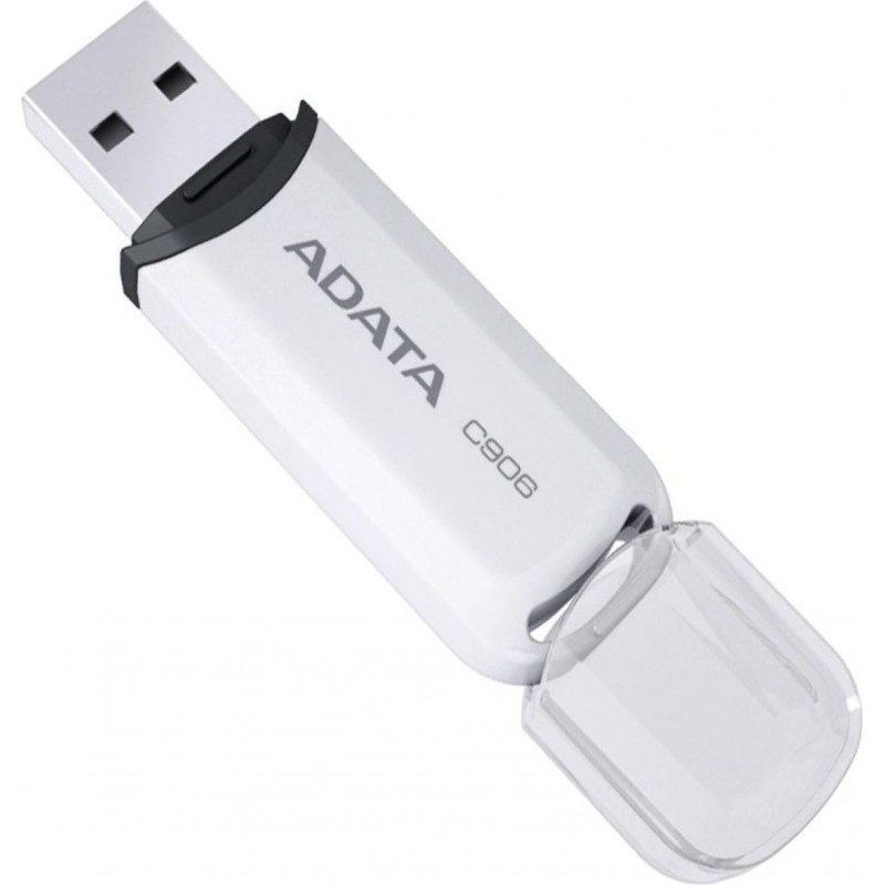 MEMORIE USB 2.0 ADATA 32 GB, cu capac, carcasa plastic, alb, "AC906-32G-RWH" (timbru verde 0.03 lei)