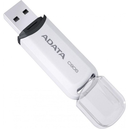 MEMORIE USB 2.0 ADATA 32 GB, cu capac, carcasa plastic, alb, "AC906-32G-RWH" (timbru verde 0.03 lei)