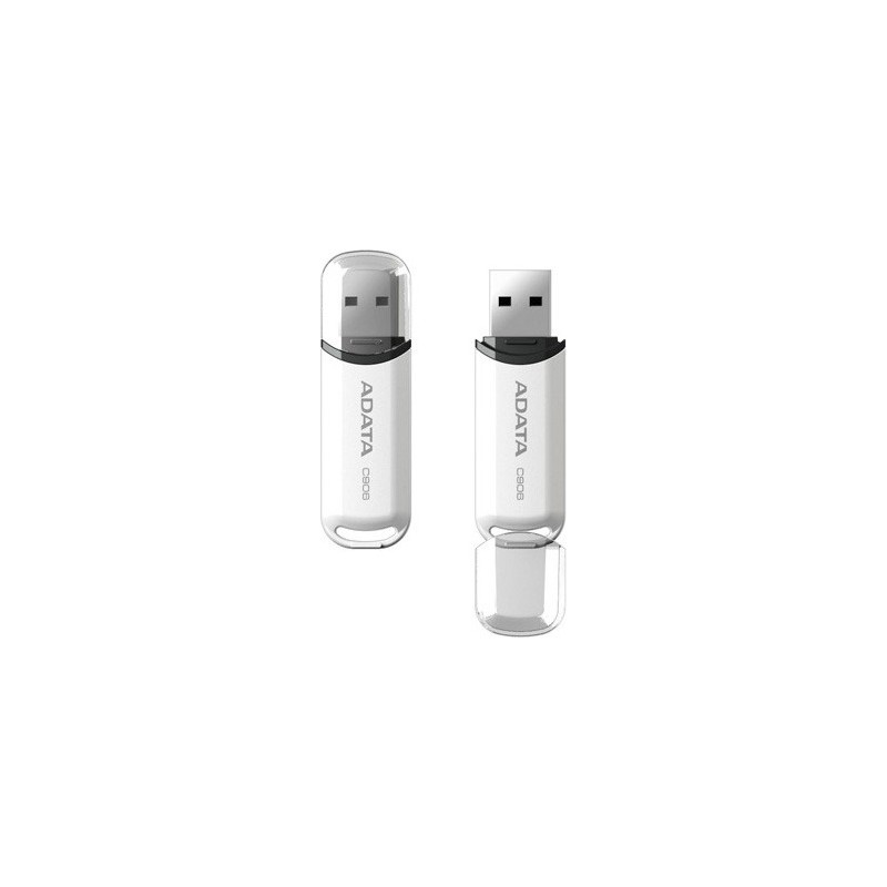 MEMORIE USB 2.0 ADATA 16 GB, cu capac, carcasa plastic, alb, "AC906-16G-RWH" (timbru verde 0.03 lei)