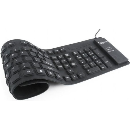 TASTATURA GEMBIRD USB, 109 taste, silicon, flexibila, water-proof, dust-proof, black, "KB-109F-B"  (timbru verde 0.8 lei)