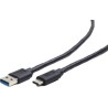 CABLU alimentare si date GEMBIRD, pt. smartphone, USB 3.0 (T) la USB 3.1 Type-C (T), 36W, 1m, negru, "CCP-USB3-AMCM-1M" (timbru 
