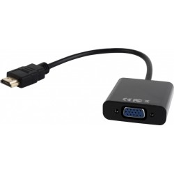 CABLU video GEMBIRD, splitter HDMI(T) la VGA(M)+Jack 3.5mm(T), 15cm, rez max Full HD la 60Hz, converteste semnal digital HDMI in