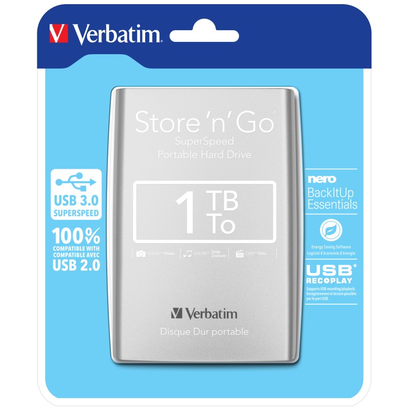 HDD EXTERN 2.5" Verbatim StoreNGo USB3.0 1TB gen.1 silver "53071"  (include TV 0.02 lei)