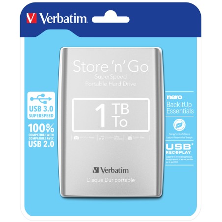 HDD EXTERN 2.5" Verbatim StoreNGo USB3.0 1TB gen.1 silver "53071"  (include TV 0.02 lei)