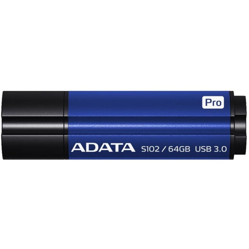 MEMORIE USB 3.1 ADATA 64 GB, cu capac, carcasa aluminiu, negru / albastru, "AS102P-64G-RBL" (timbru verde 0.03 lei)
