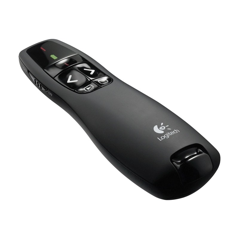 PRESENTER LOGITECH R400, wireless, laser 2.4 Ghz, max. 15 m, baterii AAA x2, negru, "910-001356" (timbru verde 0.18 lei)