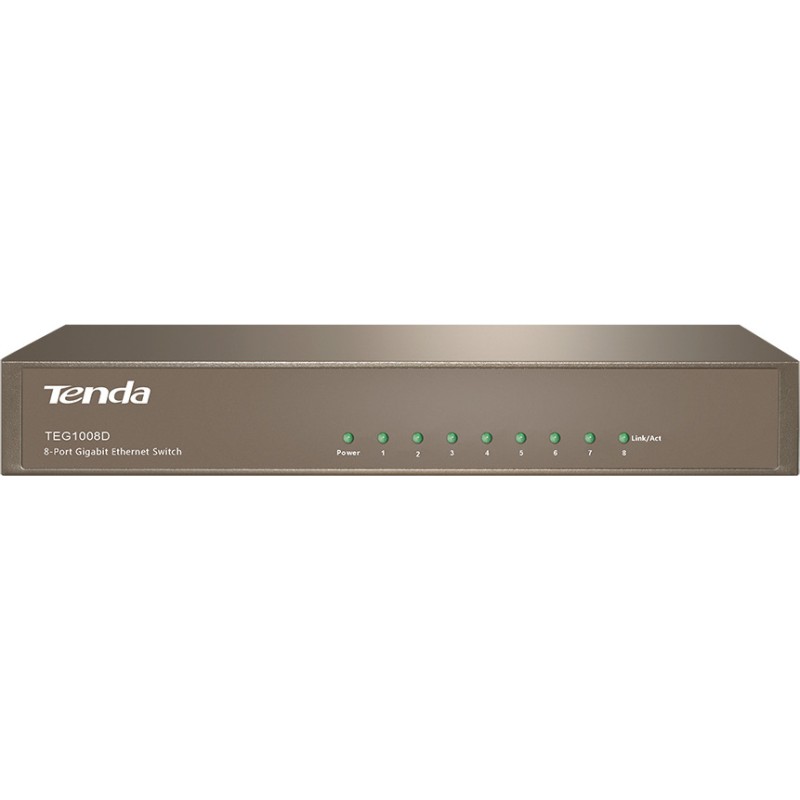 SWITCH TENDA, porturi Gigabit x 8, unmanaged, carcasa metalica, "TEG1008D" (timbru verde 2 lei)