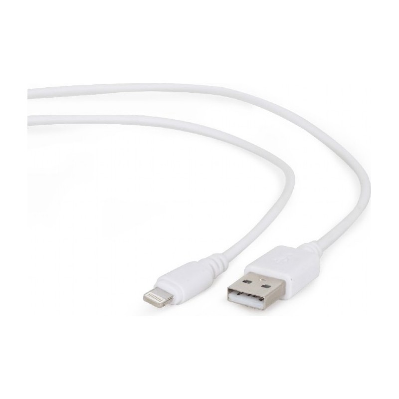 CABLU alimentare si date GEMBIRD, pt. smartphone, USB 2.0 (T) la Lightning (T), 2m, alb, "CC-USB2-AMLM-2M-W" (timbru verde 0.08 