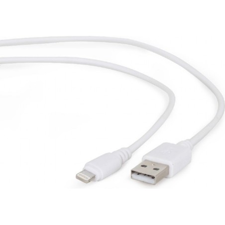 CABLU alimentare si date GEMBIRD, pt. smartphone, USB 2.0 (T) la Lightning (T), 2m, alb, "CC-USB2-AMLM-2M-W" (timbru verde 0.08 