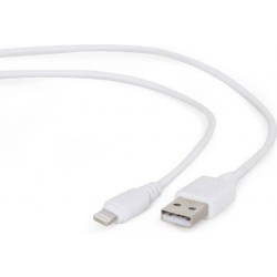 CABLU alimentare si date GEMBIRD, pt. smartphone, USB 2.0 (T) la Lightning (T), 2m, alb, "CC-USB2-AMLM-2M-W" (timbru verde 0.08 